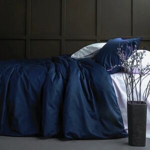 Eikei Oversized King Duvet Cover Only Navy Blue 100% Egyptian Cotton Oeko-Tex